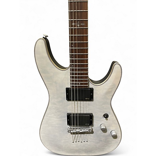 Used Schecter Guitar Research C1 Platinum Transparent White Satin Solid Body Electric Guitar