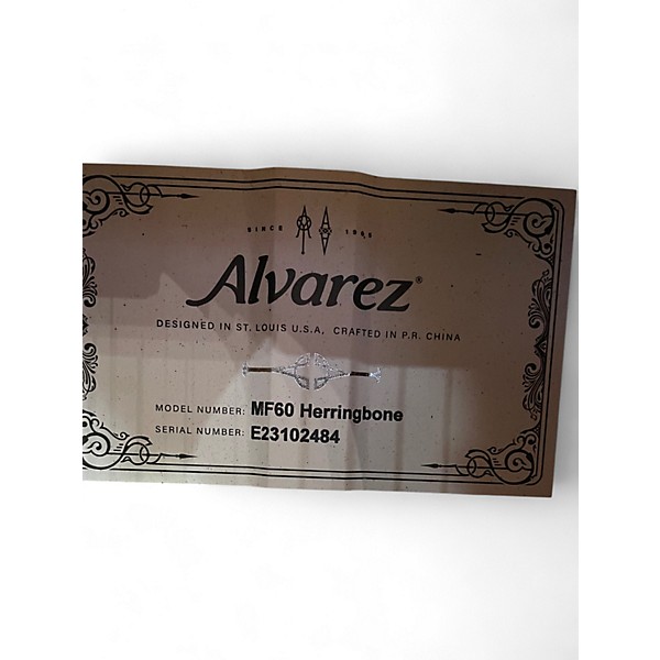 Used Alvarez MF60 Herringbone Natural Acoustic Guitar