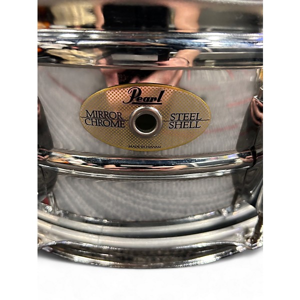 Used Pearl 14X5.5 Steel Shell Snare Mirror Chrome Drum