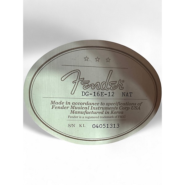 Used Fender DG-16E-12 Natural 12 String Acoustic Guitar