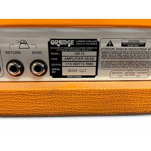 Used Orange Amplifiers OR15H 15W Tube Guitar Amp Head