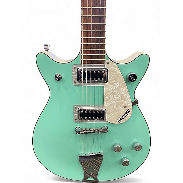 Used Gretsch Guitars G5237 Electromatic Double Jet FT Surf Green and White Solid Body Electric Guitar