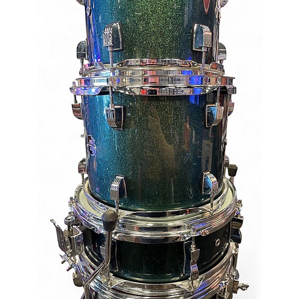 Used Ludwig 6 Piece Element Evolution Green Sparkle Drum Kit