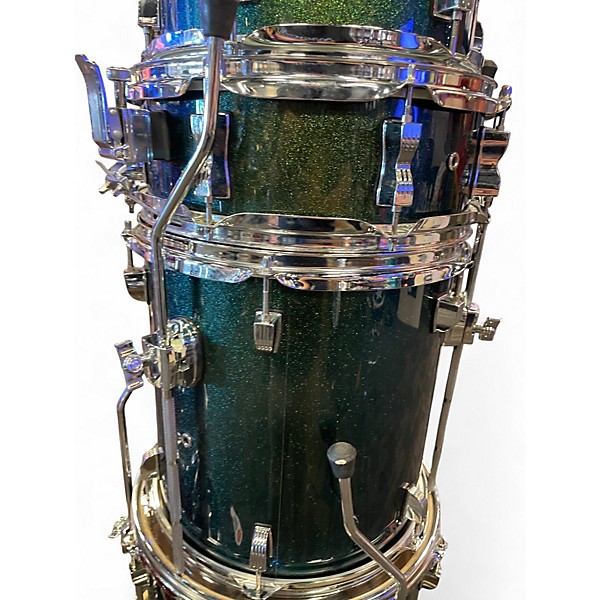 Used Ludwig 6 Piece Element Evolution Green Sparkle Drum Kit