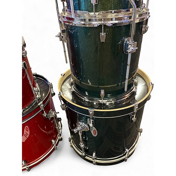 Used Ludwig 6 Piece Element Evolution Green Sparkle Drum Kit