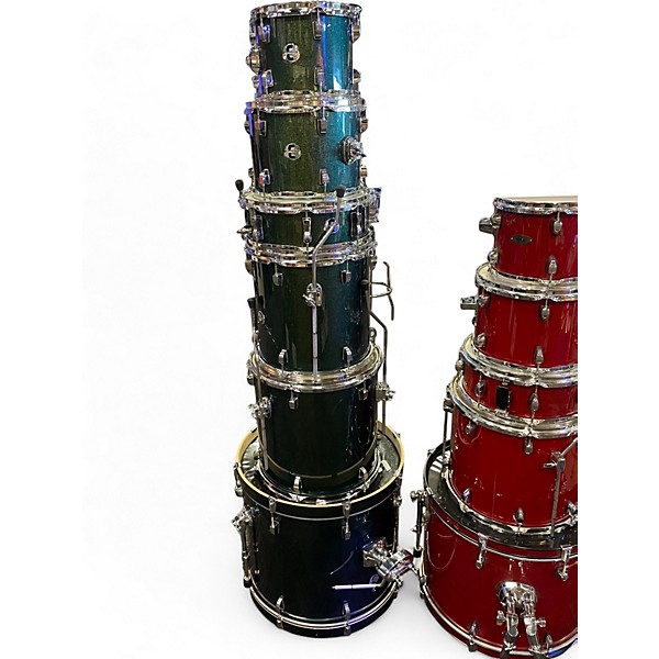 Used Ludwig 6 Piece Element Evolution Green Sparkle Drum Kit