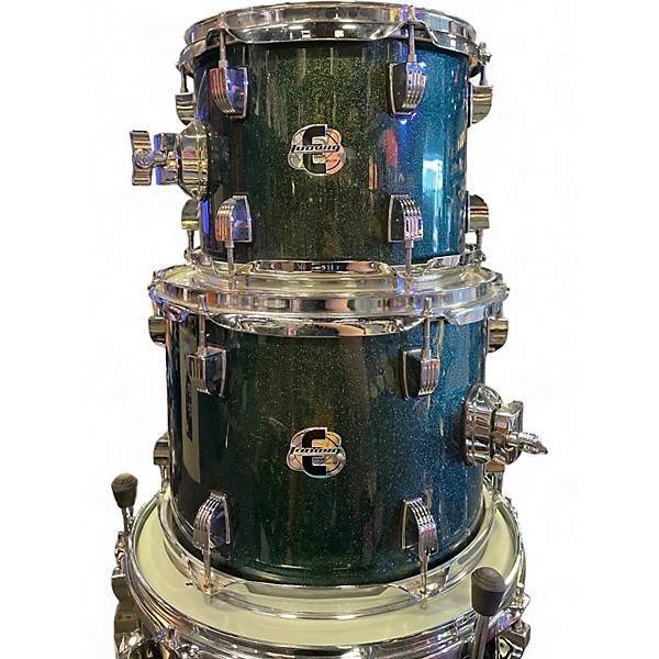 Used Ludwig 6 Piece Element Evolution Green Sparkle Drum Kit