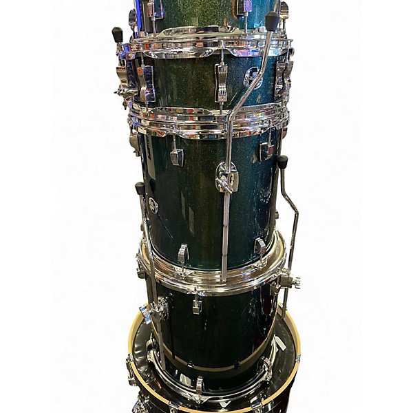 Used Ludwig 6 Piece Element Evolution Green Sparkle Drum Kit