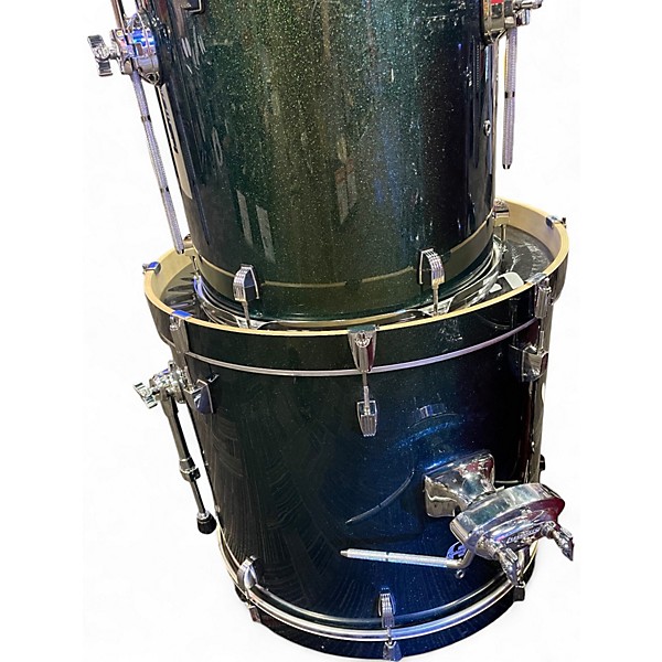 Used Ludwig 6 Piece Element Evolution Green Sparkle Drum Kit