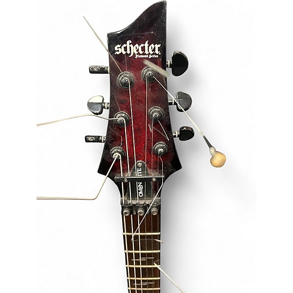 Used Schecter Guitar Research Omen Elite 6 Crimson Red Burst Solid Body Electric Guitar