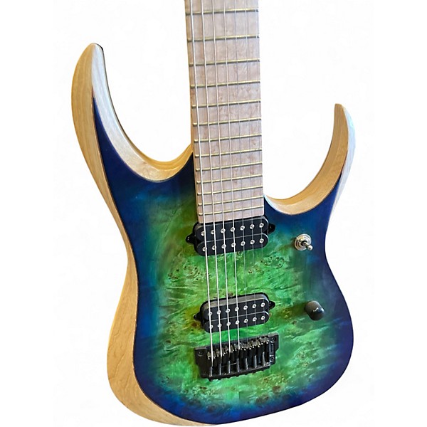Used Ibanez RGDGIX7MPB Surreal Blue Burst Solid Body Electric Guitar