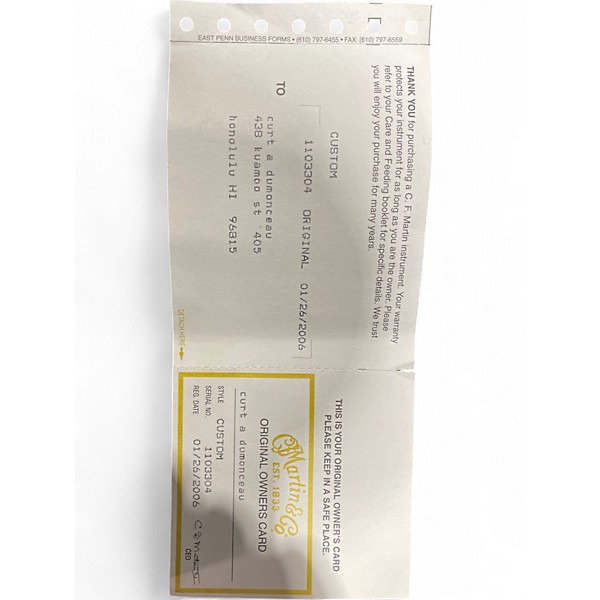 Vintage 2005 Martin CUSTOM Natural Acoustic Electric Guitar