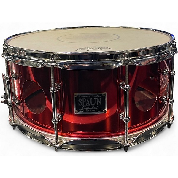 Used Spaun 14in Vented Snare Drum Cranberry Drum