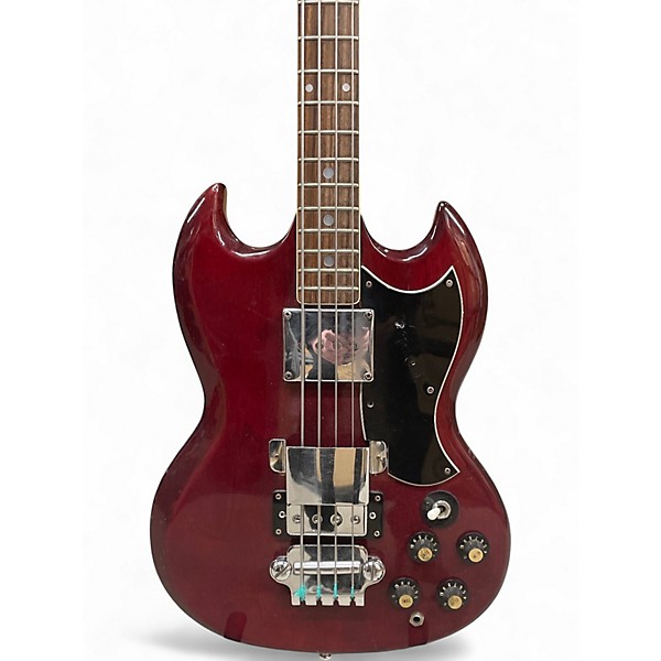 Used Sekova Double cut bass Wine Red Electric Bass Guitar