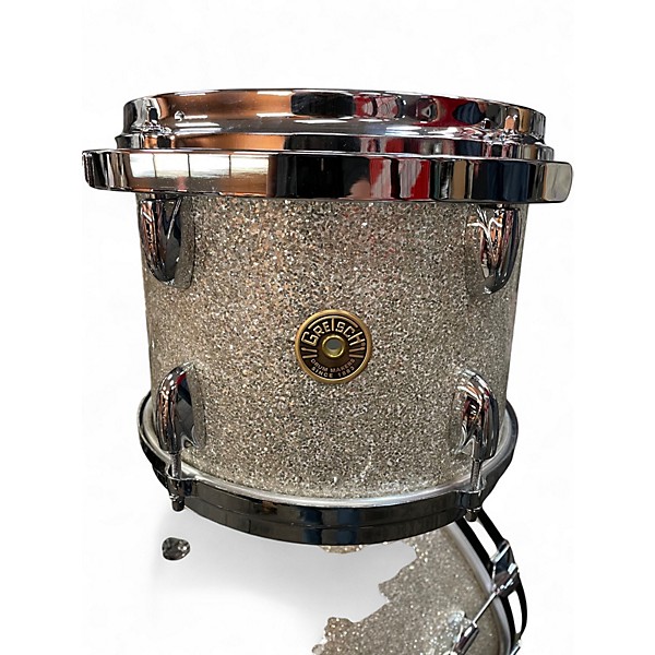 Used Gretsch Drums 5 Piece USA Custom Silver Glass Drum Kit