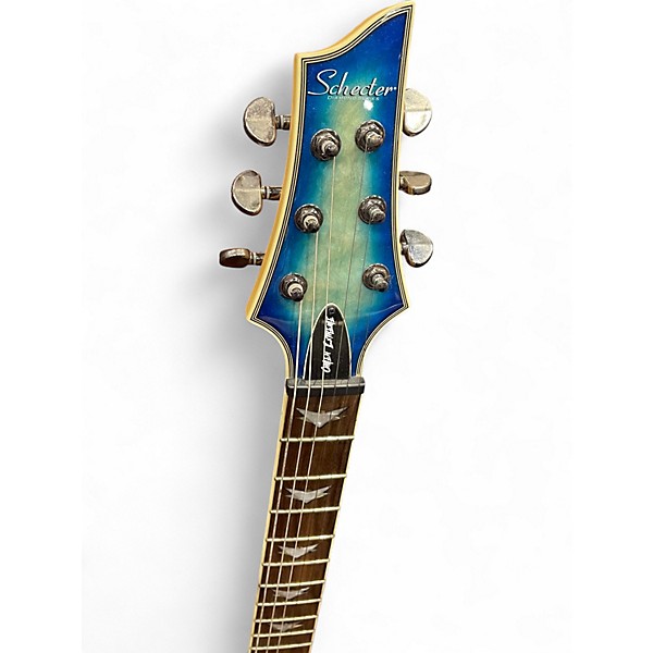 Used 2020s Schecter Guitar Research Omen Extreme 6 Ocean Blue Burst Solid Body Electric Guitar