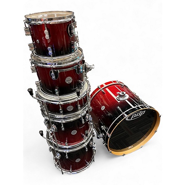 Used PDP by DW 6 Piece Concept Series Red Burst Drum Kit