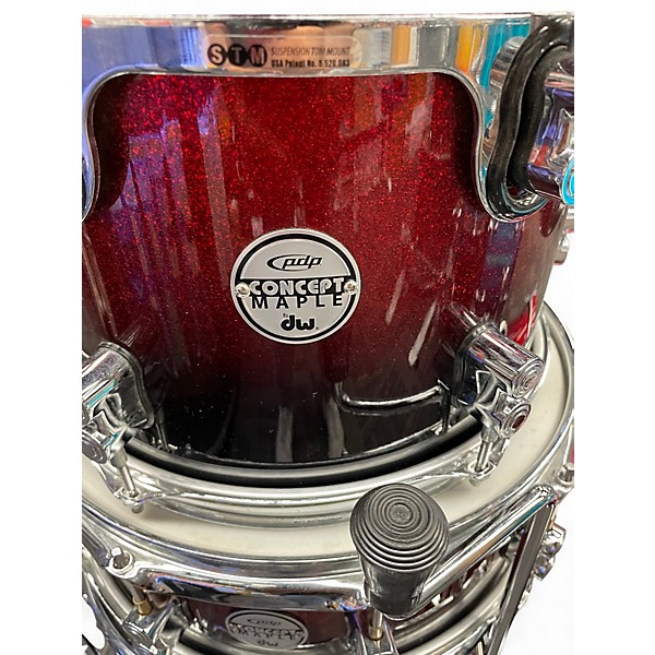 Used PDP by DW 6 Piece Concept Series Red Burst Drum Kit