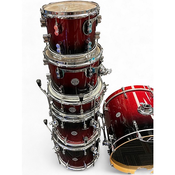 Used PDP by DW 6 Piece Concept Series Red Burst Drum Kit