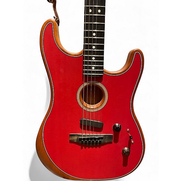 Used Fender American Acoustasonic Stratocaster Dakota Red Acoustic Electric Guitar