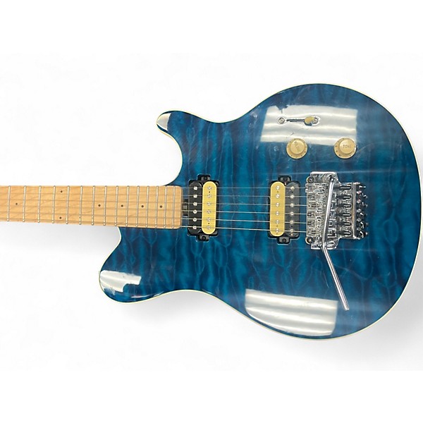 Used Sterling by Music Man Sub AX4 Trans Blue Solid Body Electric Guitar