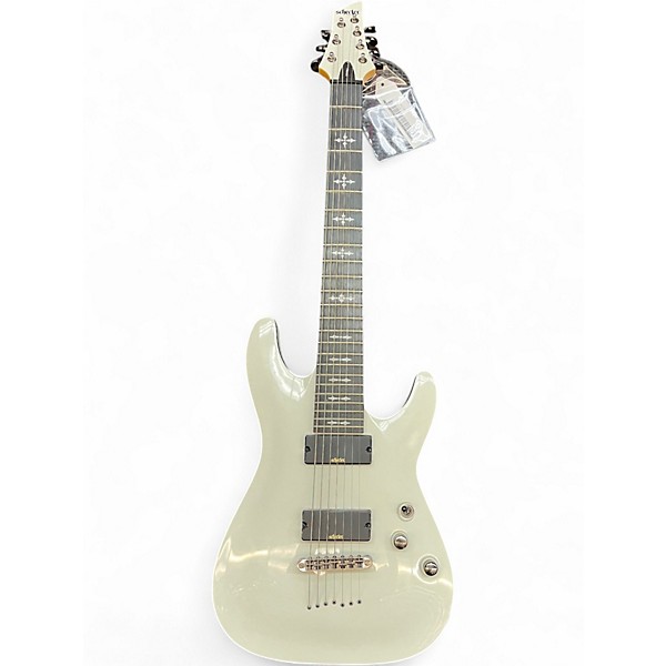 Used Schecter Guitar Research Demon 7 String White Solid Body Electric Guitar