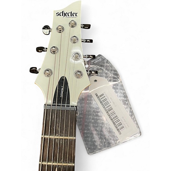 Used Schecter Guitar Research Demon 7 String White Solid Body Electric Guitar