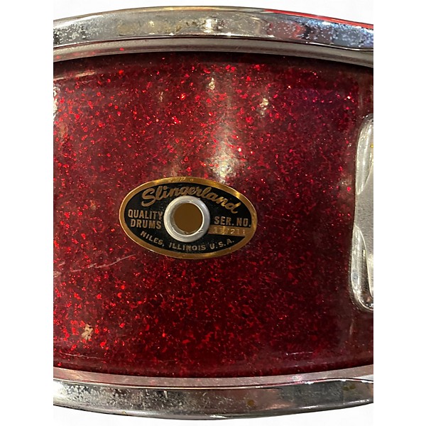 Used 1960s Slingerland 5X14 snare red sparkle Drum