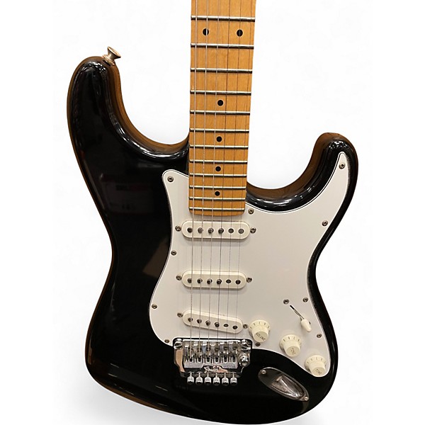 Vintage 1980s Fender Contemporary Series Stratocaster SSS Black Solid Body Electric Guitar