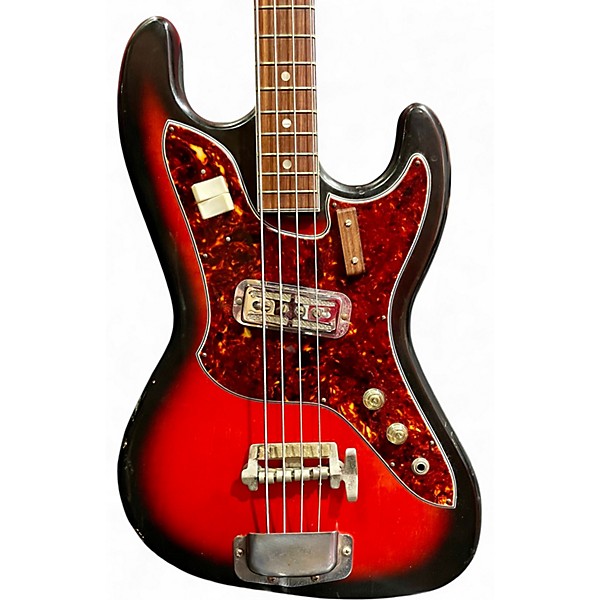 Vintage 1970s Harmony H25 Silhouette Sunburst Electric Bass Guitar