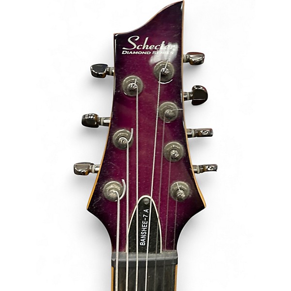 Used Schecter Guitar Research BANSHEE 7-A Trans Purple Solid Body Electric Guitar