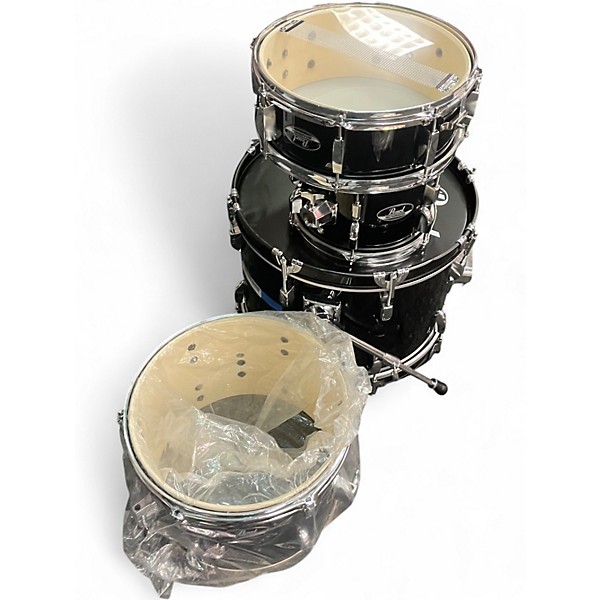 Used 2010s Pearl 4 Piece Rhythm Traveler Compact Black Drum Kit