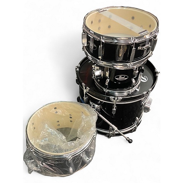Used 2010s Pearl 4 Piece Rhythm Traveler Compact Black Drum Kit