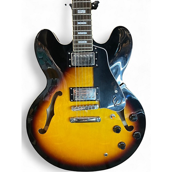 Used Epiphone ES335 Pro 2 Tone Sunburst Hollow Body Electric Guitar