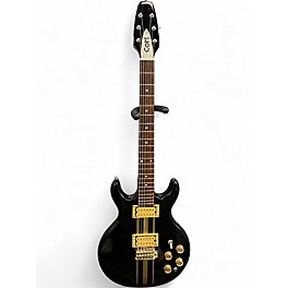 Used 1980s Cort PERFORMER DOUBLE CUT Black with Gold Stripes Solid Body Electric Guitar