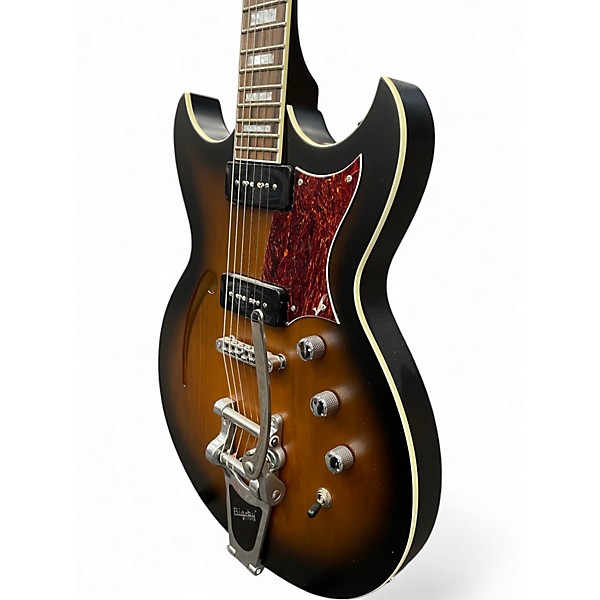 Used Reverend Tricky Gomez 290 Satin Coffee Burst Hollow Body Electric Guitar