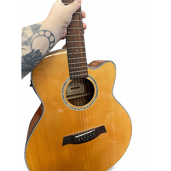Used Ibanez ael108td 8 STRING ACOUSTIC Natural Acoustic Electric Guitar