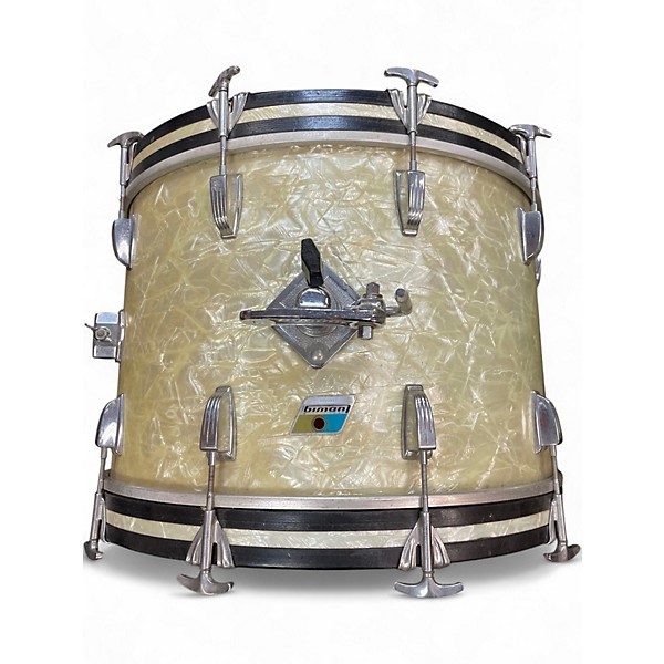 Vintage 1970s Ludwig 3 Piece Olive Badge White Marine Pearl Drum Kit