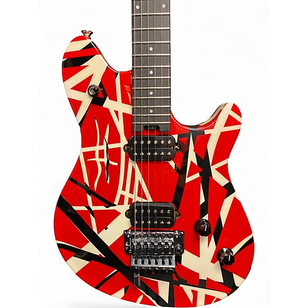 Used Ernie Ball WOLFGANG Red with Black and White Stripes Solid Body Electric Guitar