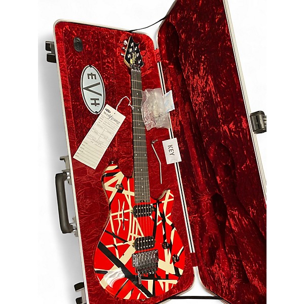 Used Ernie Ball WOLFGANG Red with Black and White Stripes Solid Body Electric Guitar