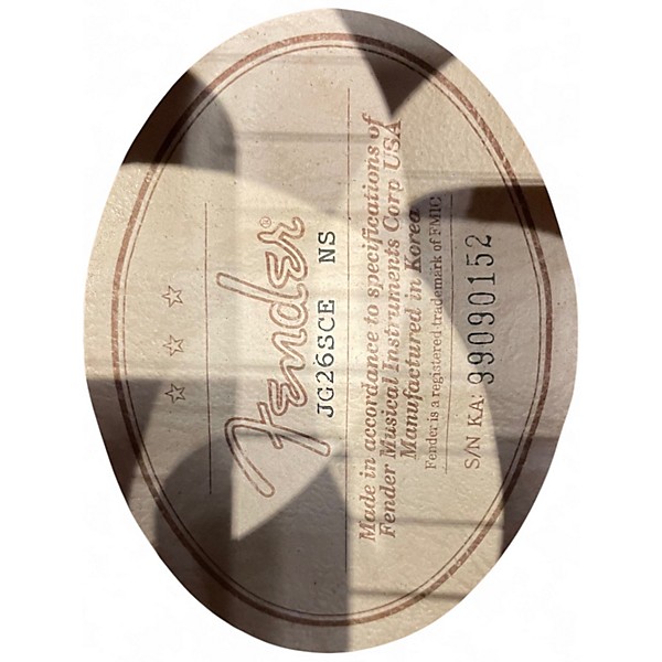 Used Fender JG26SCE Natural Acoustic Electric Guitar