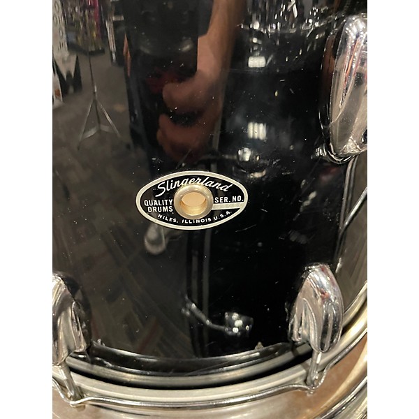 Used Slingerland 3 Piece Rock Outfit Black Drum Kit