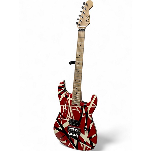 Used EVH Striped Series Red with Black and White Stripes Solid Body Electric Guitar