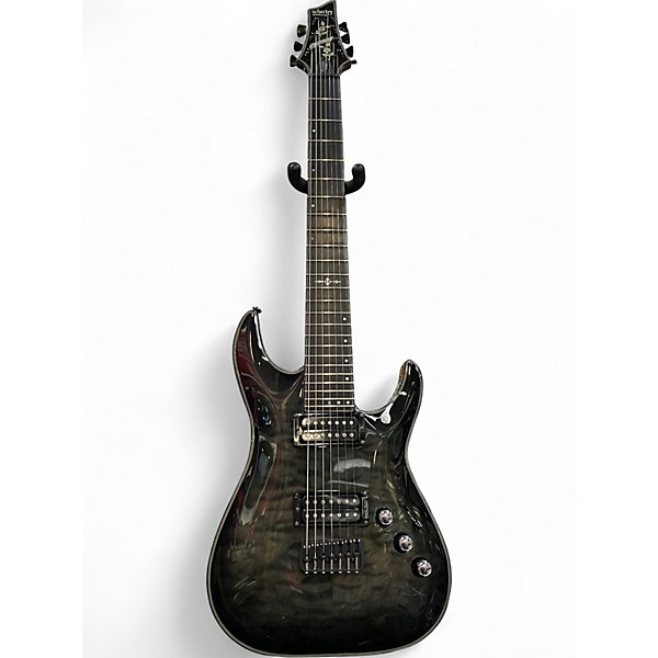 Used Schecter Guitar Research Hellraiser Hybrid C7 Transparent Black Burst Solid Body Electric Guitar