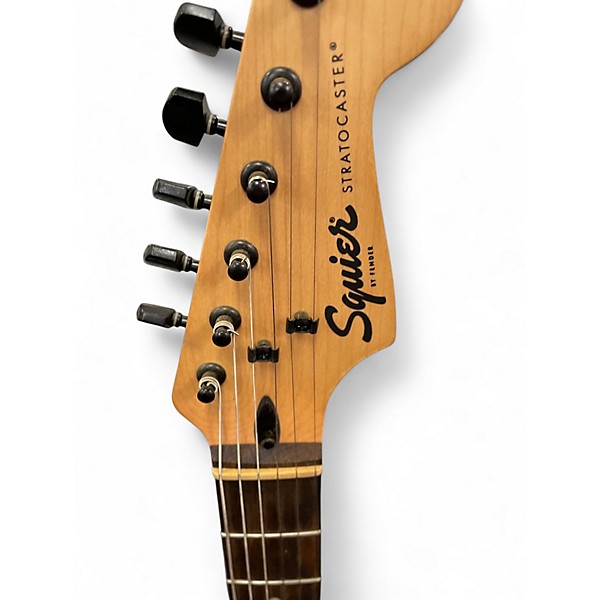 Used Squier Bullet Stratocaster Black and Silver Solid Body Electric Guitar