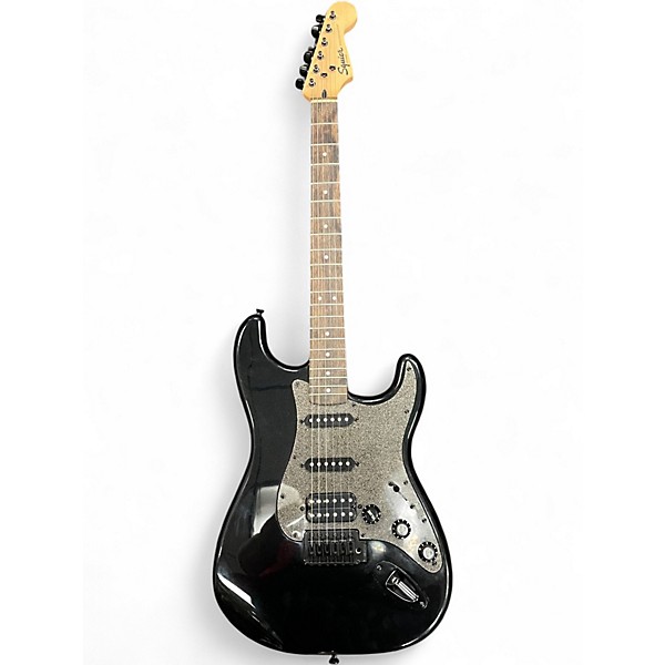 Used Squier Bullet Stratocaster Black and Silver Solid Body Electric Guitar