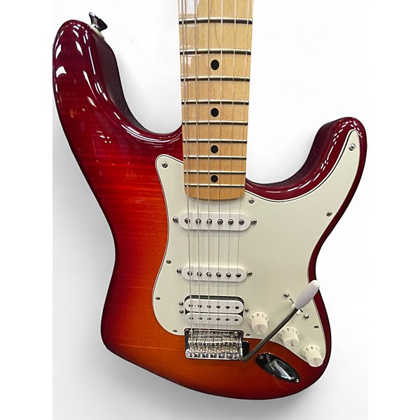 Used Fender Deluxe Stratocaster HSS Cherry Sunburst Solid Body Electric Guitar