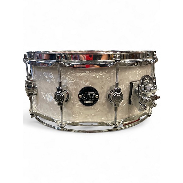 Used DW 6.5X14 Performance Series Snare WHITE MARINE Drum