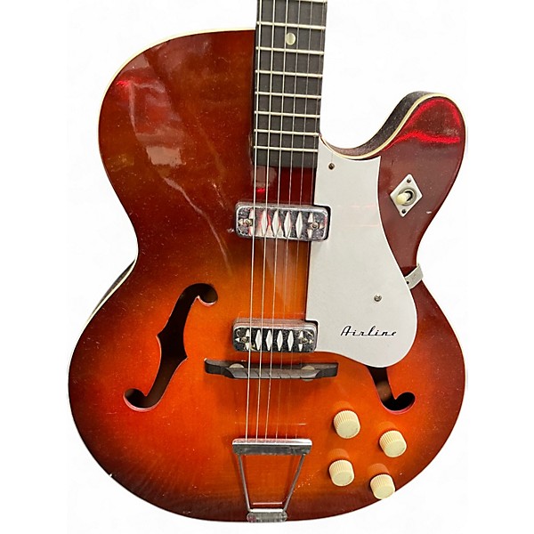 Vintage 1960s Airline Rocket H54 2 Tone Sunburst Hollow Body Electric Guitar
