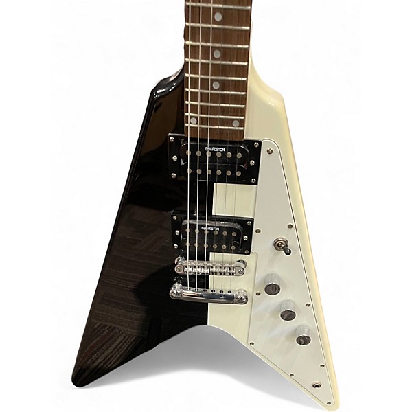 Used Galveston V STYLE GUITAR Black and White Solid Body Electric Guitar